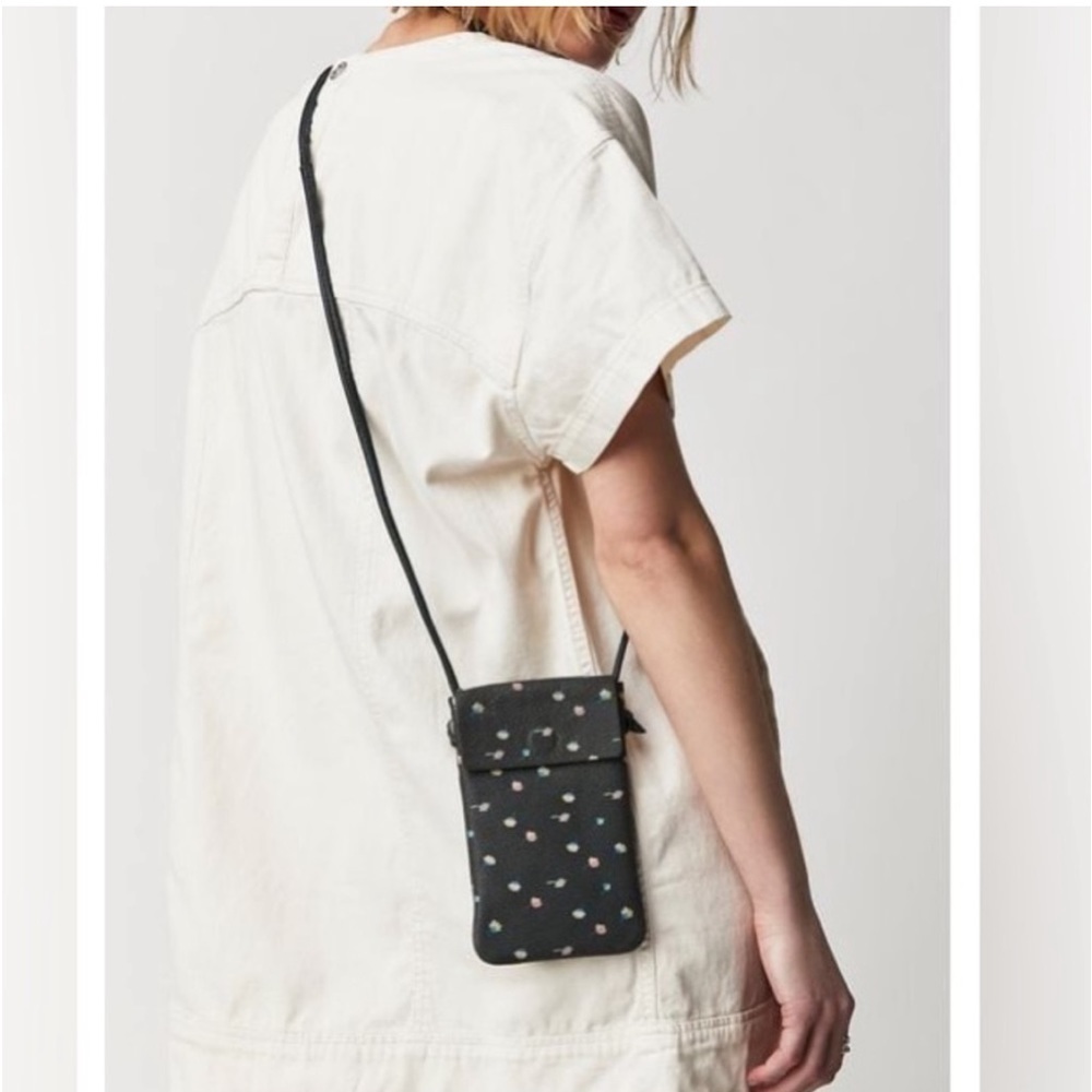 Free People Brown Leather Let's Dance Phone Crossbody Bag NWT
